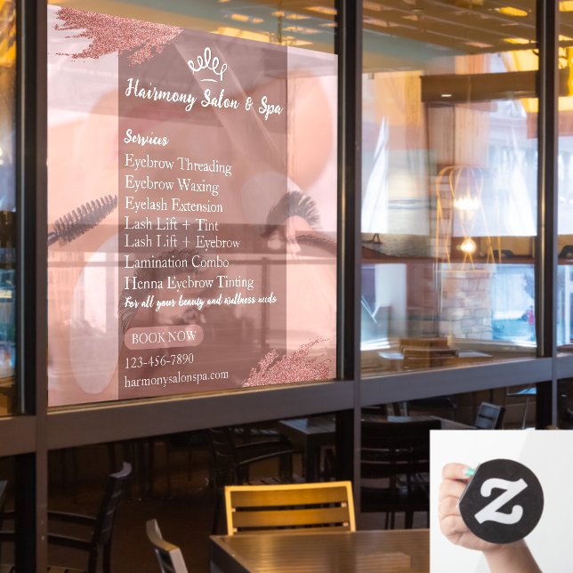 Customize Salon Spa  Lashes Eyelashes Services Window Cling (Restaurant Window)