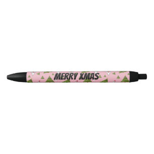 Customize Santa and Christmas Tree Black Ink Pen