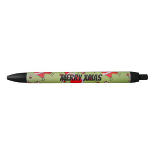Customize Santa and Christmas Tree Black Ink Pen