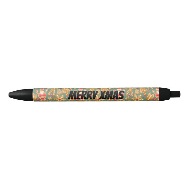 Customize Santa and Christmas Tree Black Ink Pen (Front)