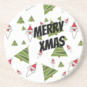 Customize Santa and Christmas Tree Coaster
