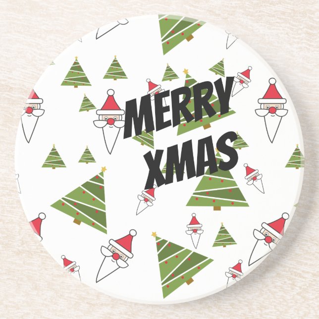 Customize Santa and Christmas Tree Coaster (Front)