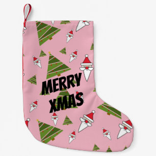 Customize Santa and Christmas Tree Small Christmas Stocking