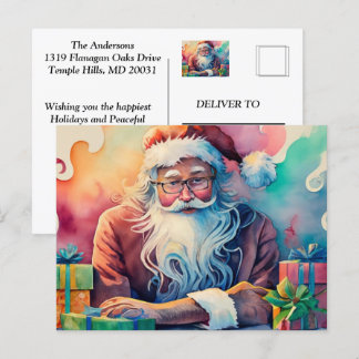 Customize Santa's Whimsical Christmas Journey Post Holiday Postcard