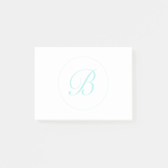 Customize Script Monogram In Circle, Light Teal Post-it Notes (Front)