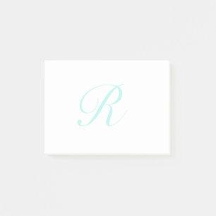 Customize Script Monogram, Light Teal Post-it Notes