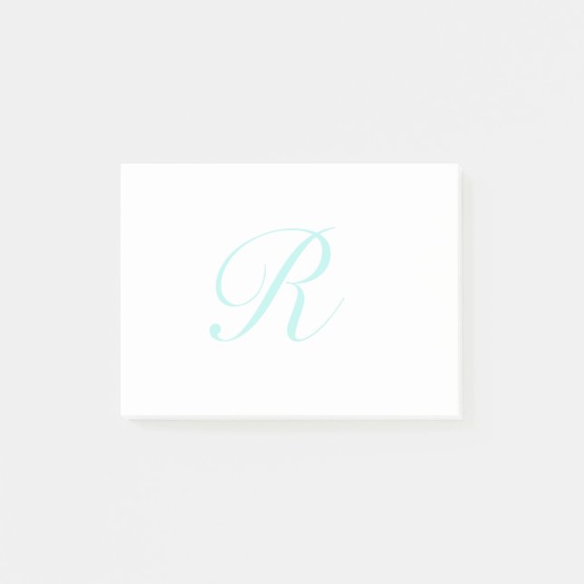 Customize Script Monogram, Light Teal Post-it Notes (Front)
