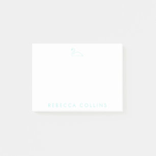 Customize Script Name, Swan, Light Teal Post-it Notes