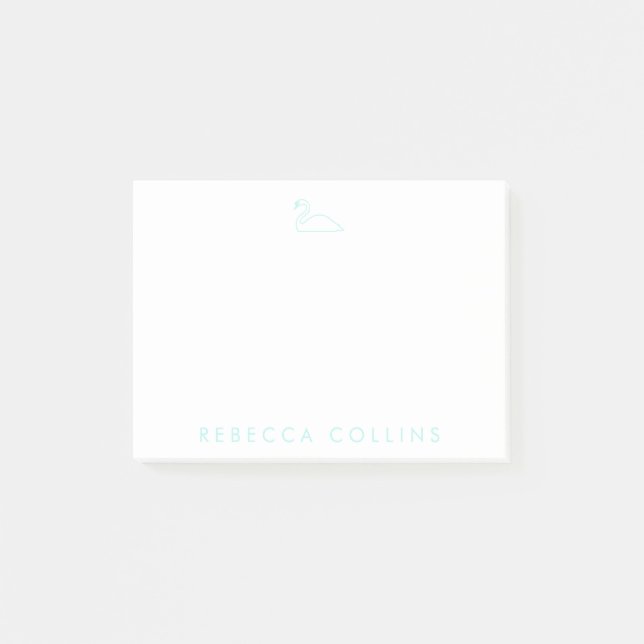 Customize Script Name, Swan, Light Teal Post-it Notes (Front)