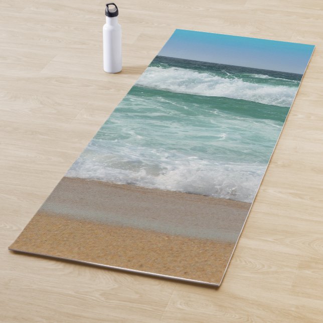 Customize Sea Waves Seaside Sand Beach Template Yoga Mat (In Situ)