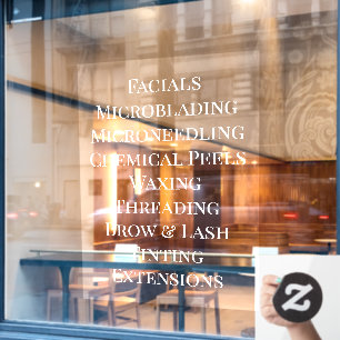 Customize Services List Basic for Beauty Salon Spa Window Cling
