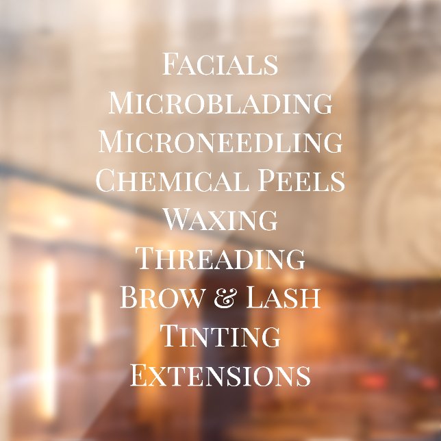 Customize Services List Basic for Beauty Salon Spa Window Cling (Sheet 2)