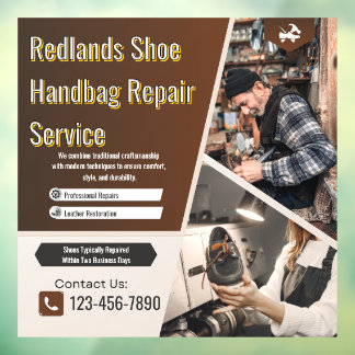 Customize Shoe Handbag Repair Shop Promotional Window Cling