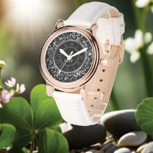 Customize Silver Brushed Metal Glitter Watch