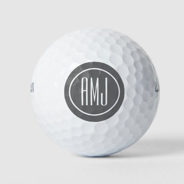Customize silver grey and white monogram golf balls (Front)