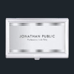 Customize Silver Look Glamourous Elegant Template Business Card Holder<br><div class="desc">Customize Silver Look Glamourous Elegant Modern Template Simple Business Card Holder.</div>