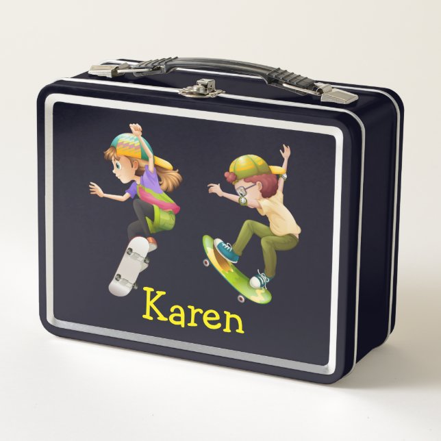 Customize Skateboarder  Metal Lunch Box (Front)