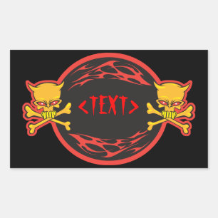Customize Skulls and Flames Design, <TEXT> Sticker