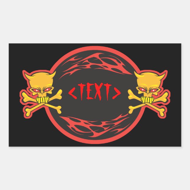 Customize Skulls and Flames Design, <TEXT> Sticker (Front)