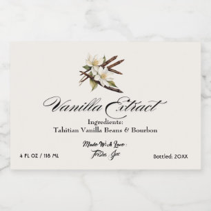 Customize Small Business Vanilla Extract Product Liquor Bottle Label