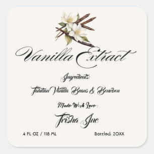 Customize Small Business Vanilla Extract Product Square Sticker