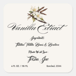 Customize Small Business Vanilla Extract Product Square Sticker