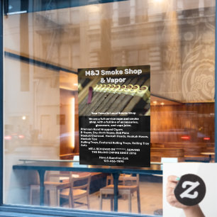 Customize Smoke Shop Advertisement For Front Window Cling