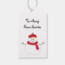 Customize snowman Christmas gift tag
