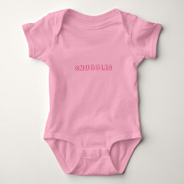 Customize "Snuggles" name or text light pink Baby Bodysuit (Front)