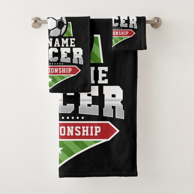 Customize Soccer ADD TEXT Varsity Team Player  Bath Towel Set (Insitu)