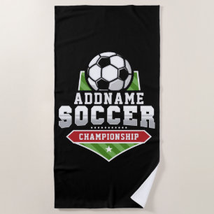 Customize Soccer ADD TEXT Varsity Team Player  Beach Towel