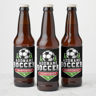 Customize Soccer ADD TEXT Varsity Team Player Beer Bottle Label