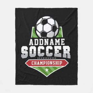 Customize Soccer ADD TEXT Varsity Team Player Fleece Blanket