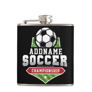 Customize Soccer ADD TEXT Varsity Team Player  Hip Flask