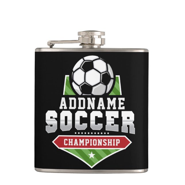 Customize Soccer ADD TEXT Varsity Team Player  Hip Flask (Front)