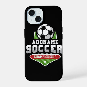 Customize Soccer ADD TEXT Varsity Team Player  iPhone 15 Case