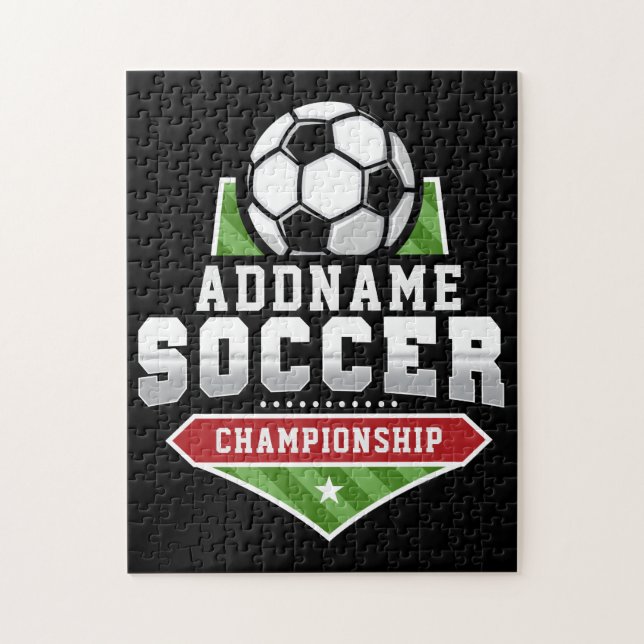 Customize Soccer ADD TEXT Varsity Team Player  Jigsaw Puzzle (Vertical)