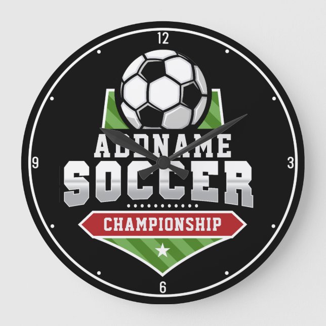Customize Soccer ADD TEXT Varsity Team Player  Large Clock (Front)