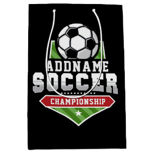 Customize Soccer ADD TEXT Varsity Team Player  Medium Gift Bag