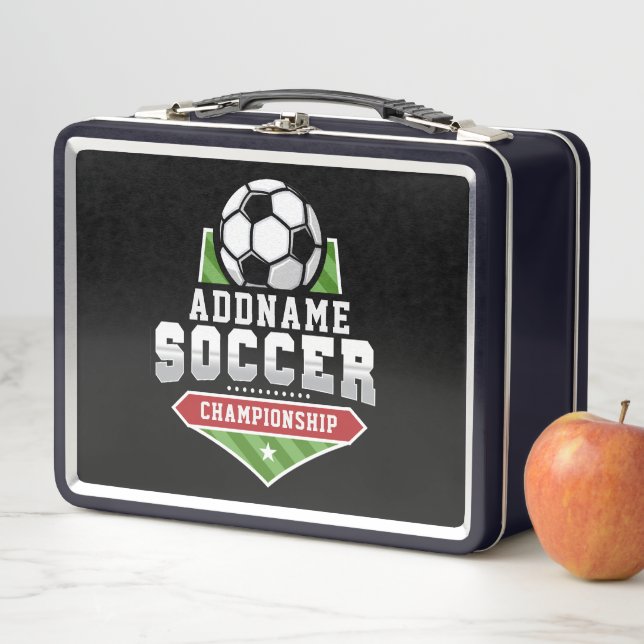 Customize Soccer ADD TEXT Varsity Team Player  Metal Lunch Box (In Situ)