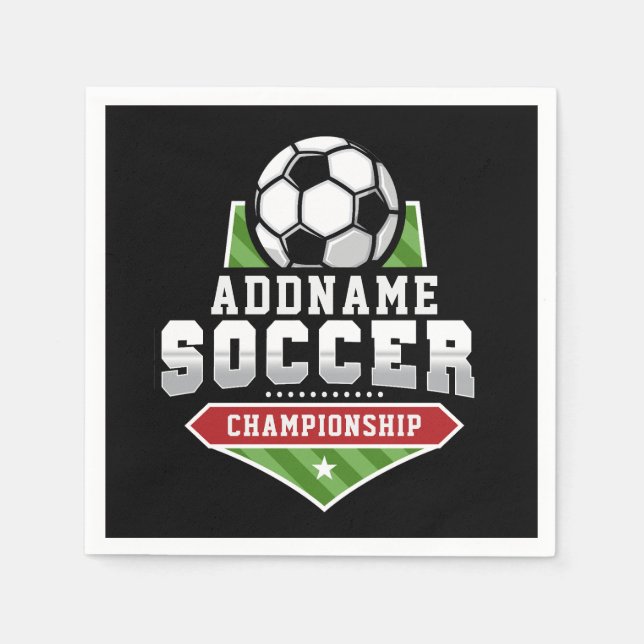 Customize Soccer ADD TEXT Varsity Team Player  Napkin (Front)