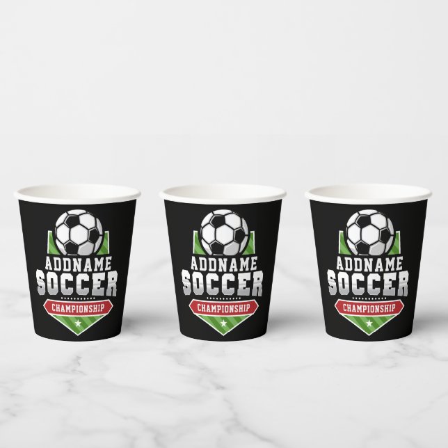 Customize Soccer ADD TEXT Varsity Team Player  Paper Cups (Multi)