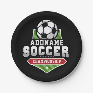 Customize Soccer ADD TEXT Varsity Team Player Paper Plate