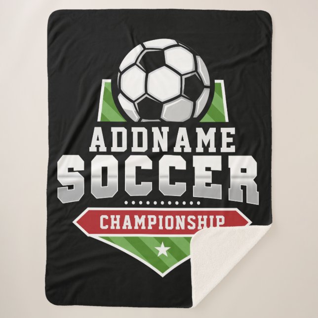 Customize Soccer ADD TEXT Varsity Team Player  Sherpa Blanket (Front)