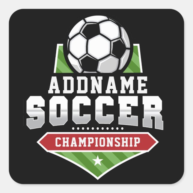Customize Soccer ADD TEXT Varsity Team Player  Square Sticker (Front)