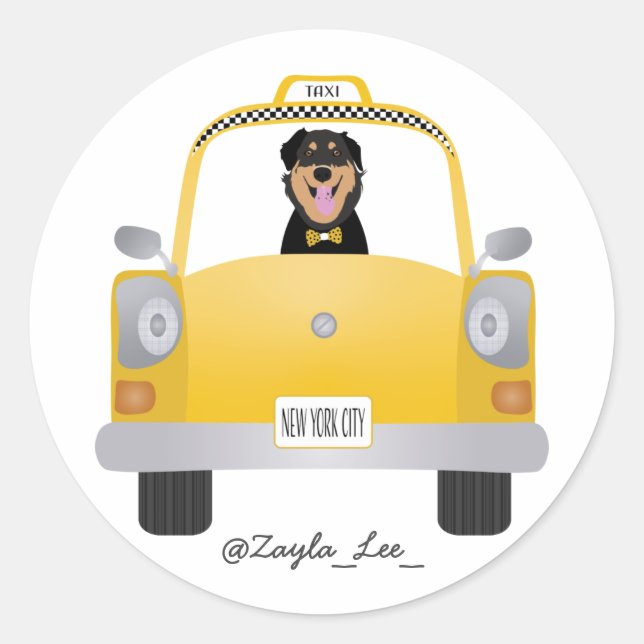 Customize Social Media Handle Dog Pet Classic Round Sticker (Front)