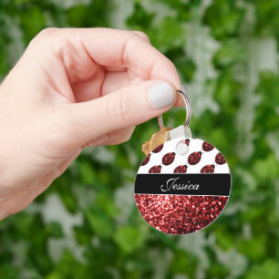 Customize Sparkling red sparkles Ladybird Ladybug Keychain