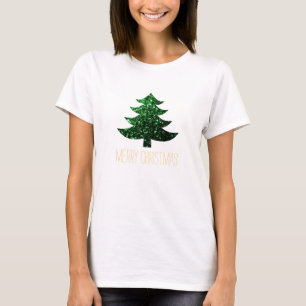 Customize Sparkly Christmas tree green sparkles T-Shirt