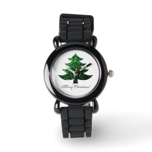 Customize Sparkly Christmas tree green sparkles Watch