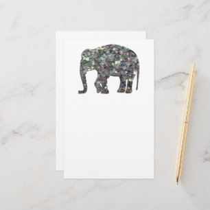 Customize Sparkly colourful silver mosaic Elephant Stationery
